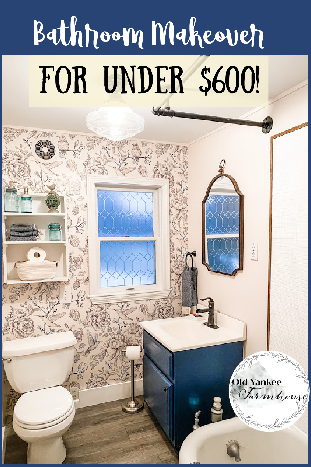 Main Floor Bathroom Makeover for Under $600 - Old Yankee Farmhouse
